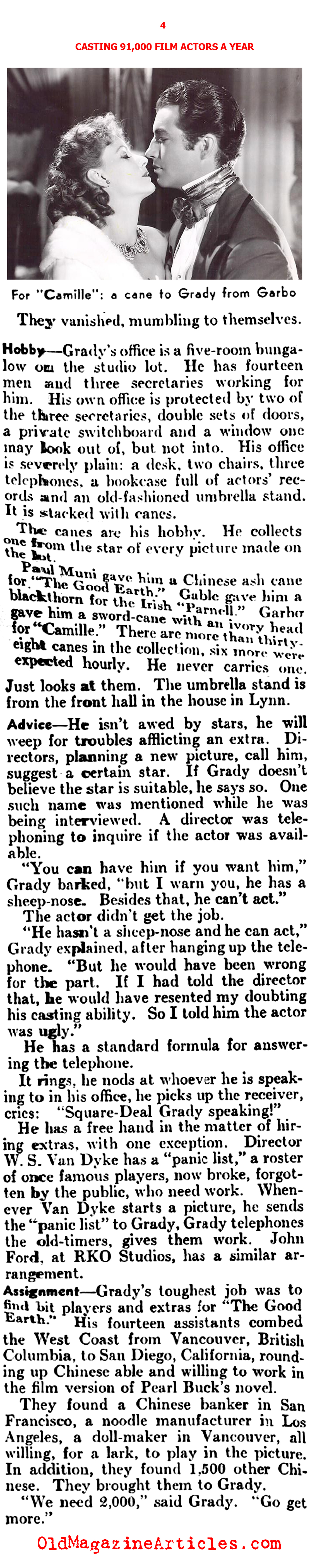 M.G.M. Casting Director Billy Grady Tells All (Literary Digest, 1936)